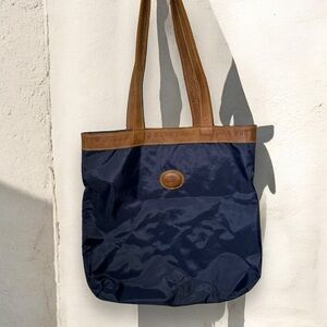 Vintage  roots genuine leather and nylon heavy duty tote bag